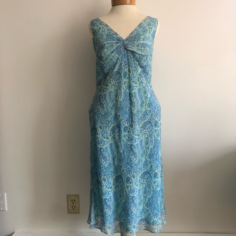 ANN TAYLOR Silk Blue Dress